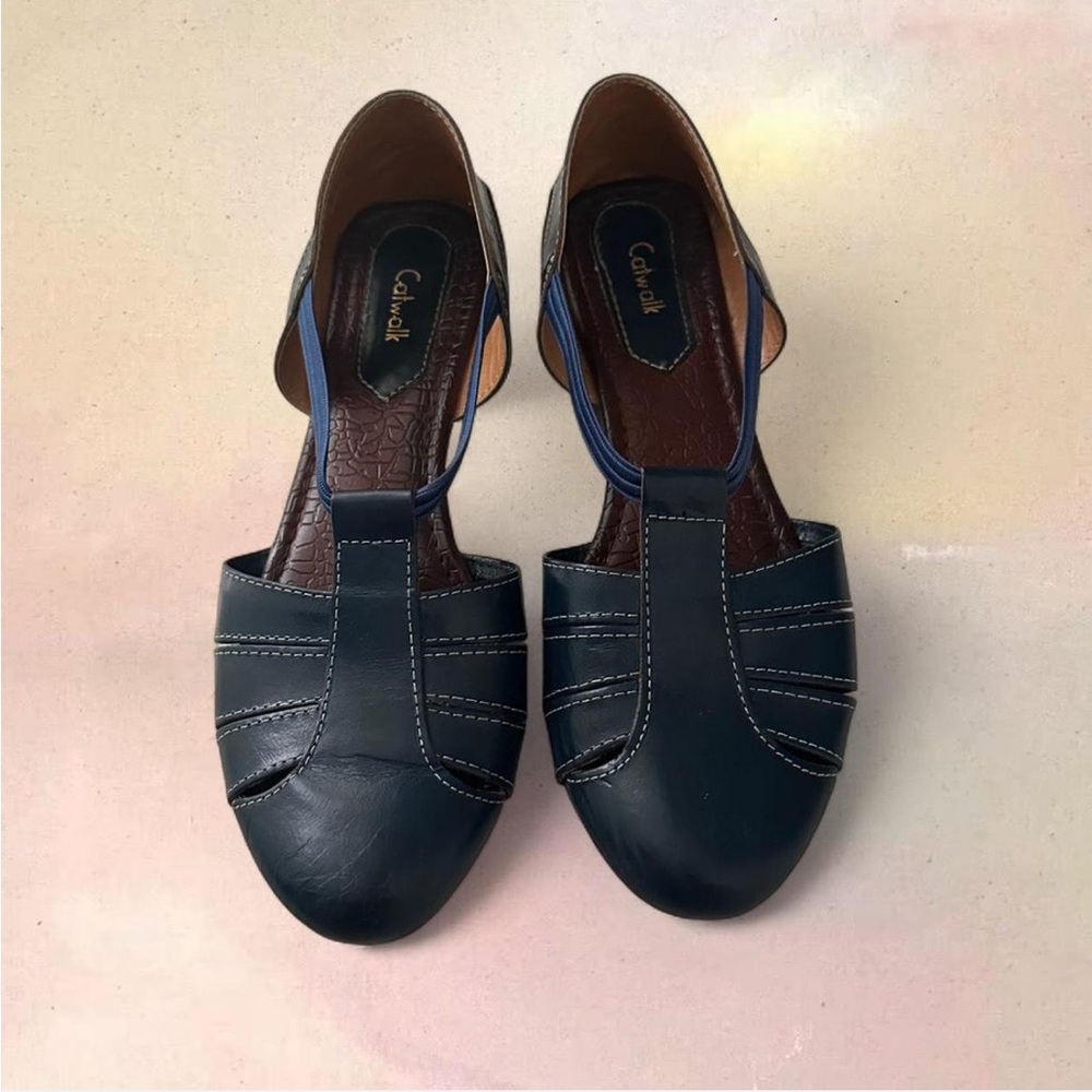 Navy Blue leather sandals
